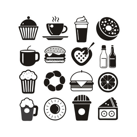 Food and Beverage Icon Set Collection Vector for UI Documents Websites and Mobile Applicationsのイラスト素材