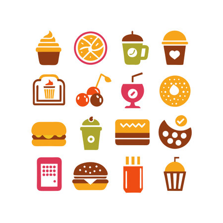 Food and Beverage Icon Set Collection Vector for UI Documents Websites and Mobile Applicationsのイラスト素材