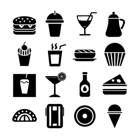 Food and Beverage Icon Set Collection Vector for UI Documents Websites and Mobile Applicationsのイラスト素材