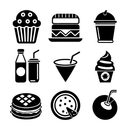 Food and Beverage Icon Set Collection Vector for UI Documents Websites and Mobile Applicationsのイラスト素材