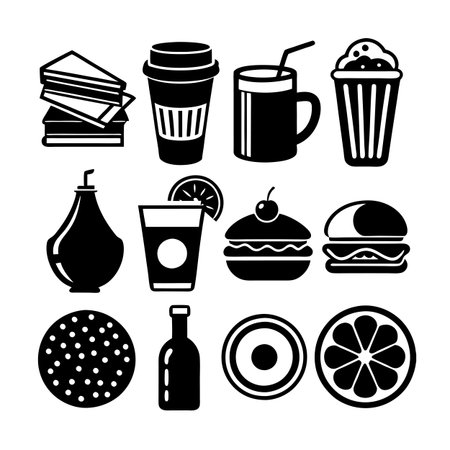 Food and Beverage Icon Set Collection Vector for UI Documents Websites and Mobile Applicationsのイラスト素材