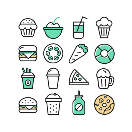 Food and Beverage Icon Set Collection Vector for UI Documents Websites and Mobile Applicationsのイラスト素材