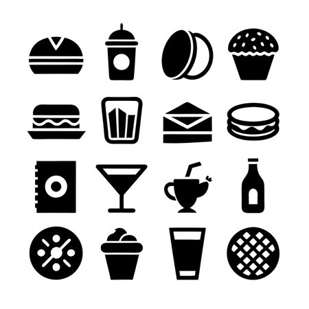 Food and Beverage Icon Set Collection Vector for UI Documents Websites and Mobile Applicationsのイラスト素材