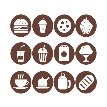 Food and Beverage Icon Set Collection Vector for UI Documents Websites and Mobile Applicationsのイラスト素材
