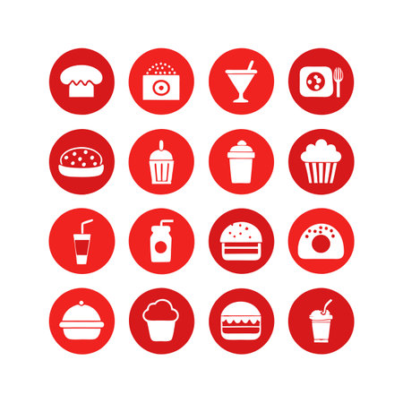 Food and Beverage Icon Set Collection Vector for UI Documents Websites and Mobile Applicationsのイラスト素材