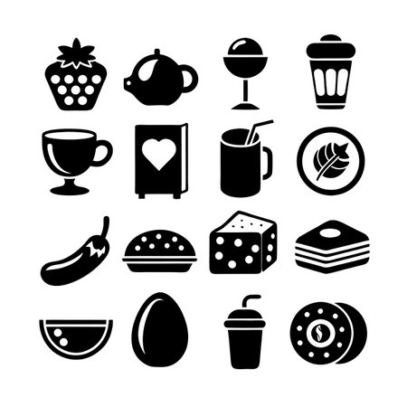 Food and Beverage Icon Set Collection Vector for UI Documents Websites and Mobile Applicationsのイラスト素材