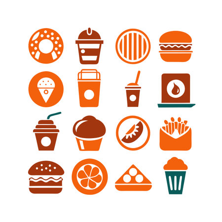 Food and Beverage Icon Set Collection Vector for UI Documents Websites and Mobile Applicationsのイラスト素材