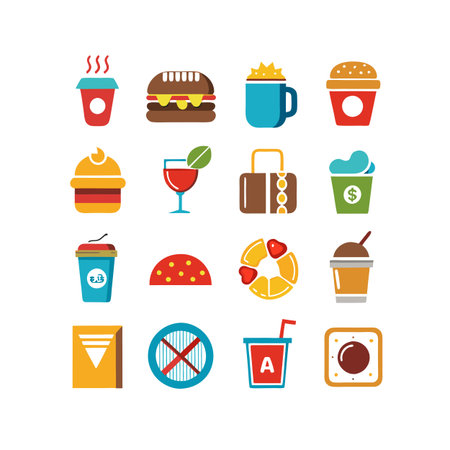 Food and Beverage Icon Set Collection Vector for UI Documents Websites and Mobile Applicationsのイラスト素材