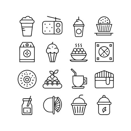 Food and Beverage Icon Set Collection Vector for UI Documents Websites and Mobile Applicationsのイラスト素材