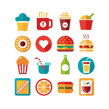 Food and Beverage Icon Set Collection Vector for UI Documents Websites and Mobile Applicationsのイラスト素材
