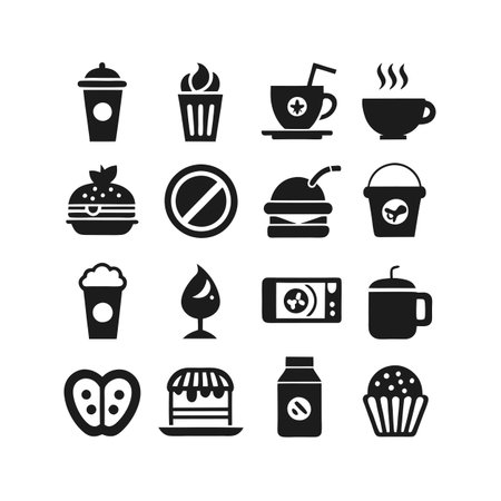 Food and Beverage Icon Set Collection Vector for UI Documents Websites and Mobile Applicationsのイラスト素材