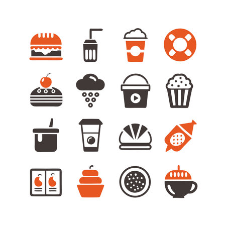 Food and Beverage Icon Set Collection Vector for UI Documents Websites and Mobile Applicationsのイラスト素材