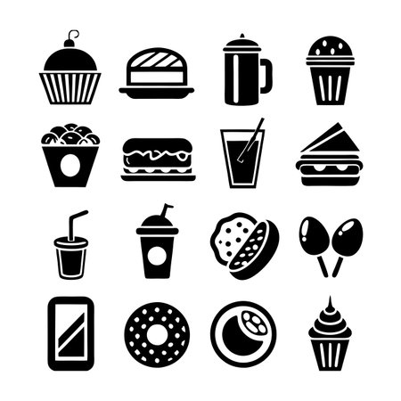 Food and Beverage Icon Set Collection Vector for UI Documents Websites and Mobile Applicationsのイラスト素材