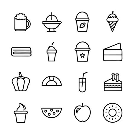 Food and Beverage Icon Set Collection Vector for UI Documents Websites and Mobile Applicationsのイラスト素材