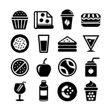 Food and Beverage Icon Set Collection Vector for UI Documents Websites and Mobile Applicationsのイラスト素材