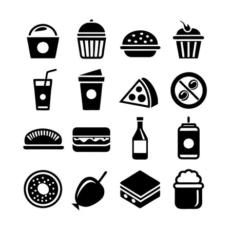 Food and Beverage Icon Set Collection Vector for UI Documents Websites and Mobile Applicationsのイラスト素材