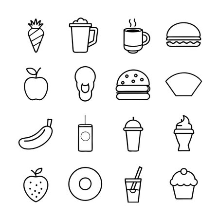Food and Beverage Icon Set Collection Vector for UI Documents Websites and Mobile Applicationsのイラスト素材