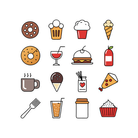 Food and Beverage Icon Set Collection Vector for UI Documents Websites and Mobile Applicationsのイラスト素材