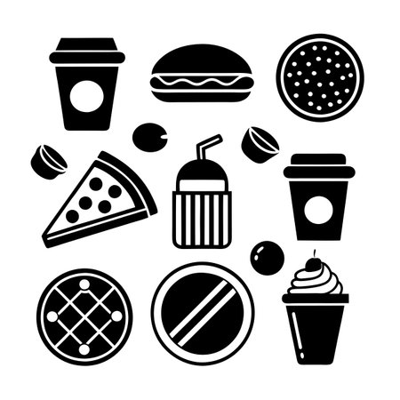 Food and Beverage Icon Set Collection Vector for UI Documents Websites and Mobile Applicationsのイラスト素材