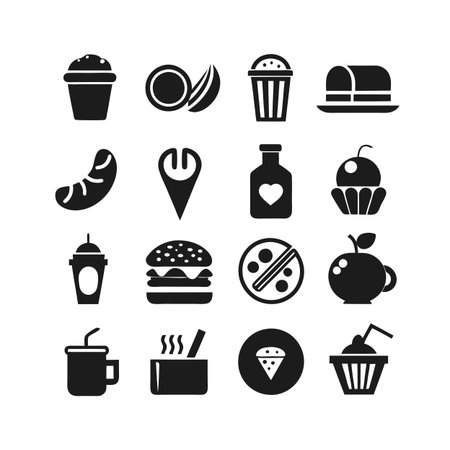 Food and Beverage Icon Set Collection Vector for UI Documents Websites and Mobile Applicationsのイラスト素材