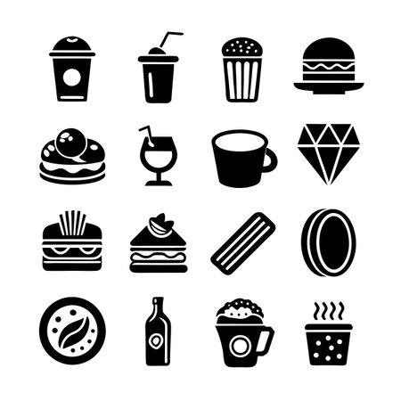 Food and Beverage Icon Set Collection Vector for UI Documents Websites and Mobile Applicationsのイラスト素材