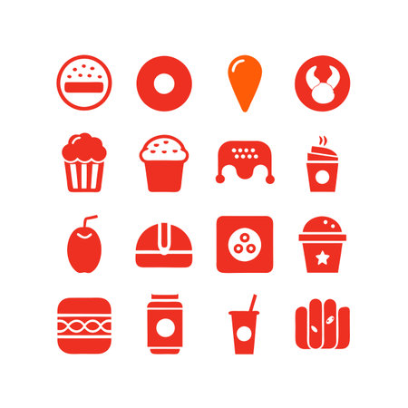 Food and Beverage Icon Set Collection Vector for UI Documents Websites and Mobile Applicationsのイラスト素材
