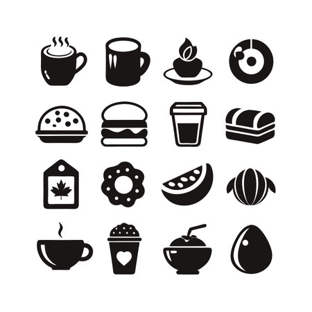 Food and Beverage Icon Set Collection Vector for UI Documents Websites and Mobile Applicationsのイラスト素材