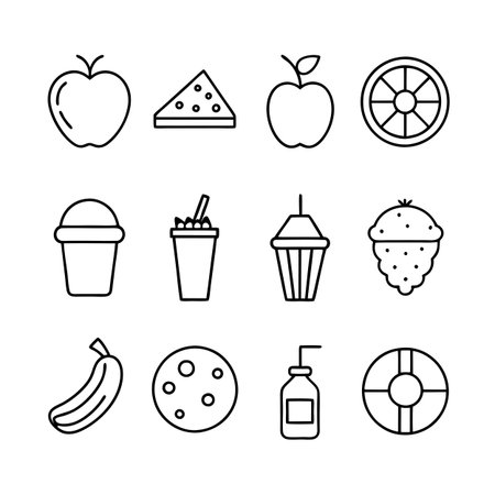 Food and Beverage Icon Set Collection Vector for UI Documents Websites and Mobile Applicationsのイラスト素材