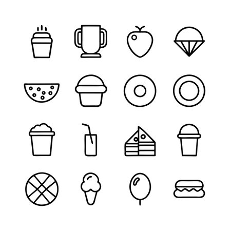 Food and Beverage Icon Set Collection Vector for UI Documents Websites and Mobile Applicationsのイラスト素材