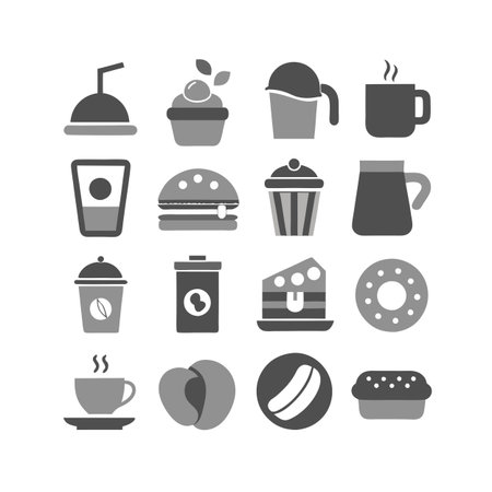 Food and Beverage Icon Set Collection Vector for UI Documents Websites and Mobile Applicationsのイラスト素材