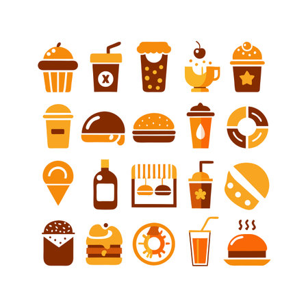 Food and Beverage Icon Set Collection Vector for UI Documents Websites and Mobile Applicationsのイラスト素材
