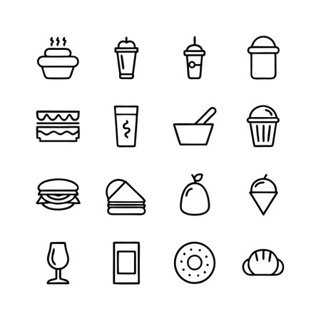 Food and Beverage Icon Set Collection Vector for UI Documents Websites and Mobile Applicationsのイラスト素材