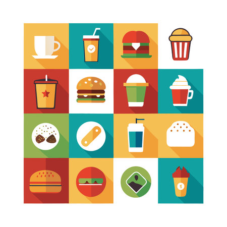 Food and Beverage Icon Set Collection Vector for UI Documents Websites and Mobile Applicationsのイラスト素材