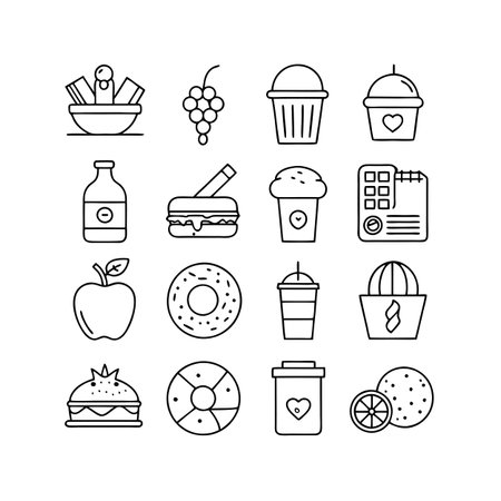 Food and Beverage Icon Set Collection Vector for UI Documents Websites and Mobile Applicationsのイラスト素材