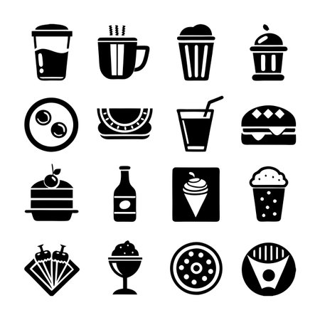 Food and Beverage Icon Set Collection Vector for UI Documents Websites and Mobile Applicationsのイラスト素材