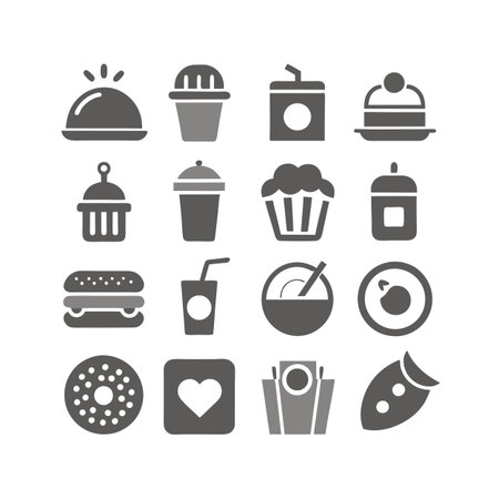 Food and Beverage Icon Set Collection Vector for UI Documents Websites and Mobile Applicationsのイラスト素材