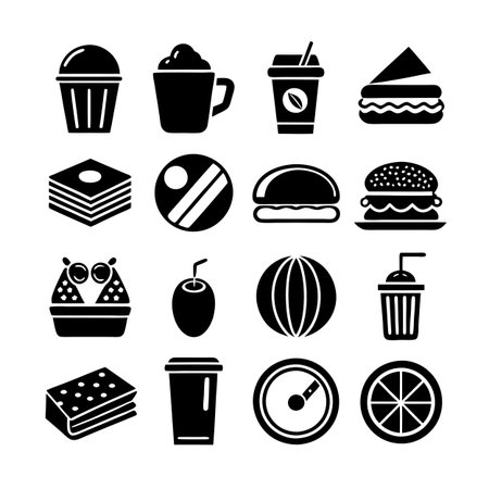 Food and Beverage Icon Set Collection Vector for UI Documents Websites and Mobile Applicationsのイラスト素材