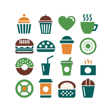 Food and Beverage Icon Set Collection Vector for UI Documents Websites and Mobile Applicationsのイラスト素材