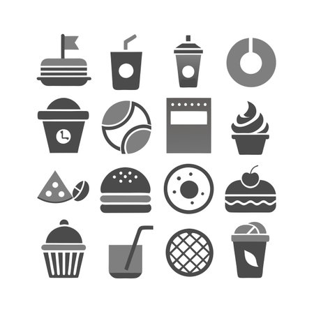 Food and Beverage Icon Set Collection Vector for UI Documents Websites and Mobile Applicationsのイラスト素材