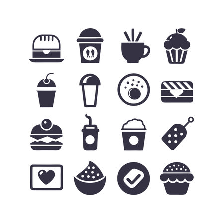 Food and Beverage Icon Set Collection Vector for UI Documents Websites and Mobile Applicationsのイラスト素材