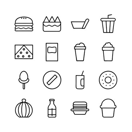 Food and Beverage Icon Set Collection Vector for UI Documents Websites and Mobile Applicationsのイラスト素材