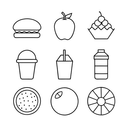 Food and Beverage Icon Set Collection Vector for UI Documents Websites and Mobile Applicationsのイラスト素材
