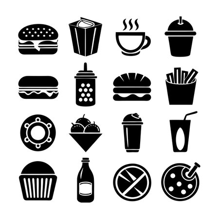 Food and Beverage Icon Set Collection Vector for UI Documents Websites and Mobile Applicationsのイラスト素材