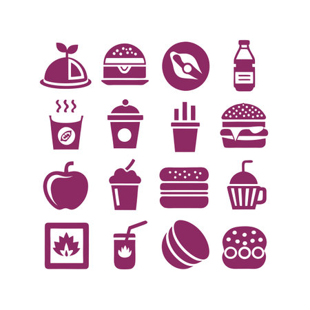 Food and Beverage Icon Set Collection Vector for UI Documents Websites and Mobile Applicationsのイラスト素材