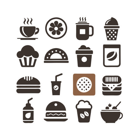 Food and Beverage Icon Set Collection Vector for UI Documents Websites and Mobile Applicationsのイラスト素材