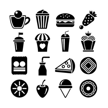 Food and Beverage Icon Set Collection Vector for UI Documents Websites and Mobile Applicationsのイラスト素材