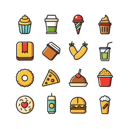 Food and Beverage Icon Set Collection Vector for UI Documents Websites and Mobile Applicationsのイラスト素材