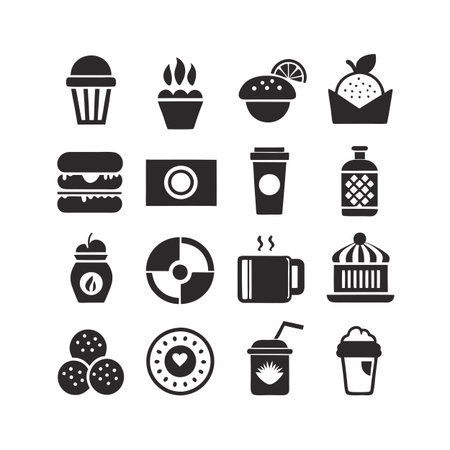 Food and Beverage Icon Set Collection Vector for UI Documents Websites and Mobile Applicationsのイラスト素材