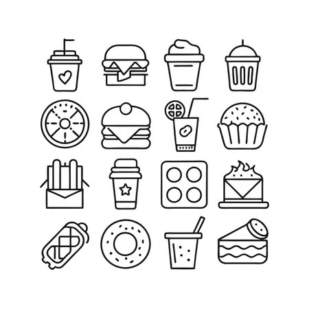 Food and Beverage Icon Set Collection Vector for UI Documents Websites and Mobile Applicationsのイラスト素材