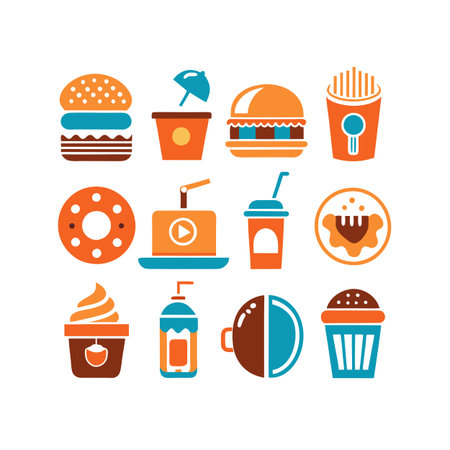 Food and Beverage Icon Set Collection Vector for UI Documents Websites and Mobile Applicationsのイラスト素材